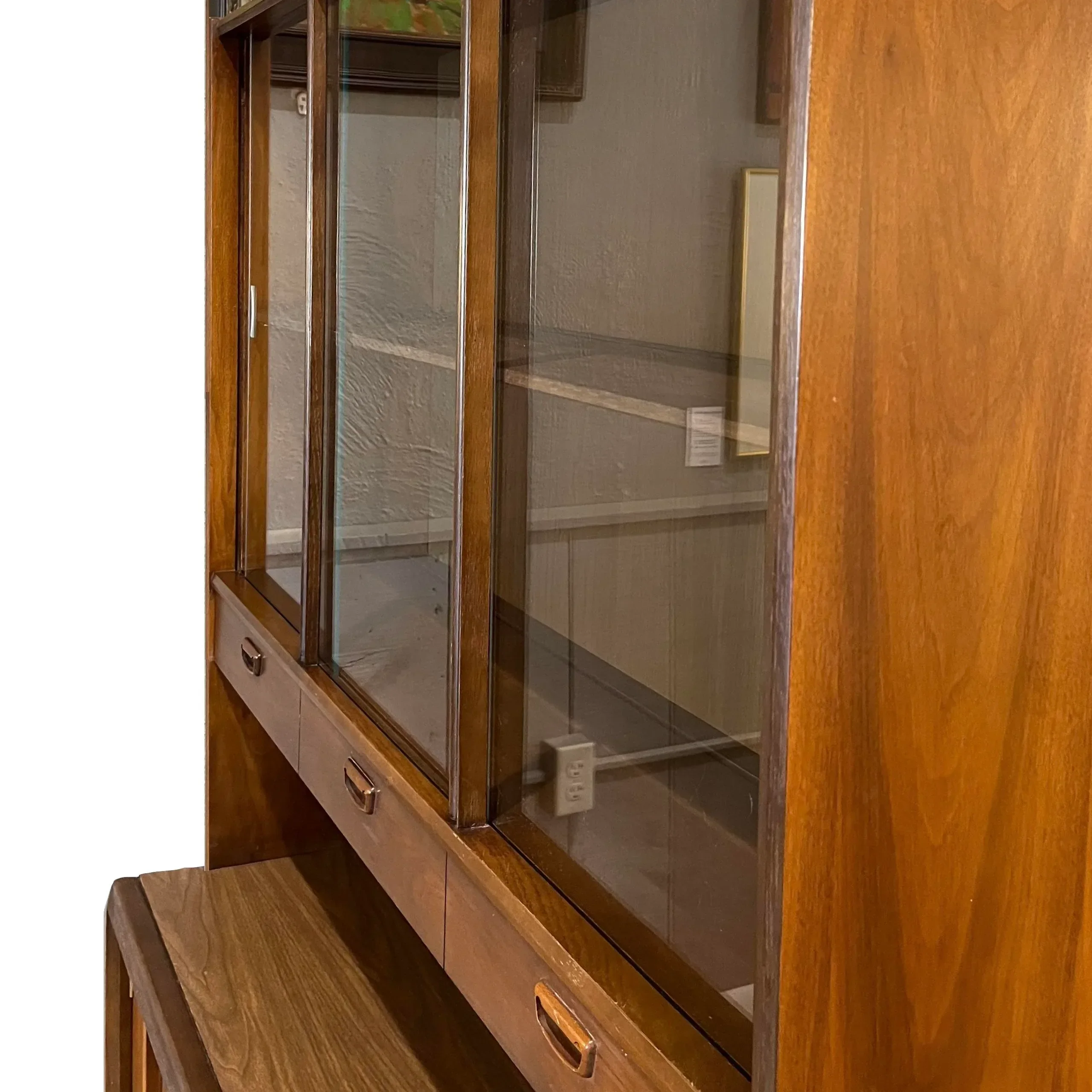 MCM Walnut Dining Cabinet Hutch by Keller Furniture Circa 1969