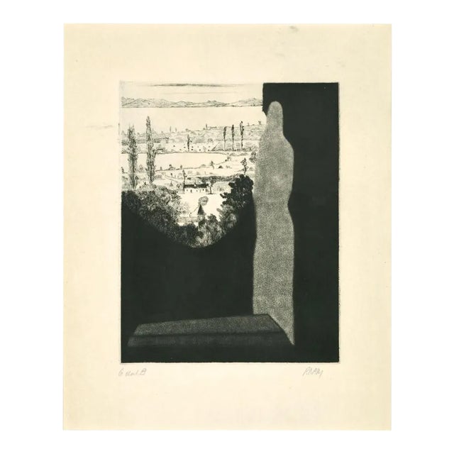 Robert Naly, Figure in the Landscape, Mid-20th Century, Etching For Sale