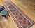 19th Century Kurdish Runner Rug, Hand-Knotted Wool, Geometric Medallion Pattern, Terracotta & Navy, 3x12 For Sale In Chicago - Image 6 of 16