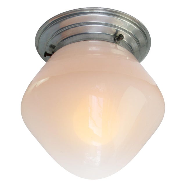 Vintage Art Deco Ceiling Lamp in Opaline Glass, 1920 For Sale - Image 4 of 6