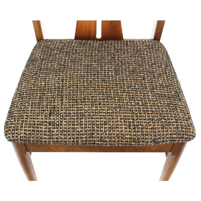 Six Mid-Century Modern Medium Light Walnut Dining Chairs New Upholstery MINT For Sale - Image 10 of 10