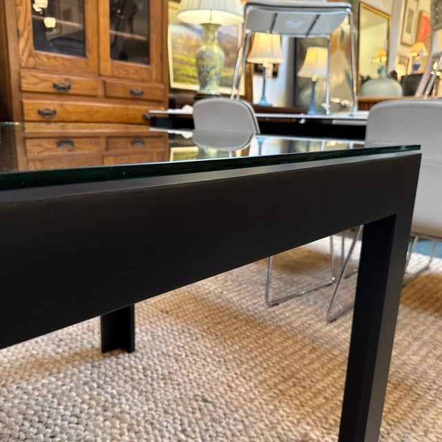 Parsons Style Glass Top Dining Table For Sale In San Francisco - Image 6 of 12