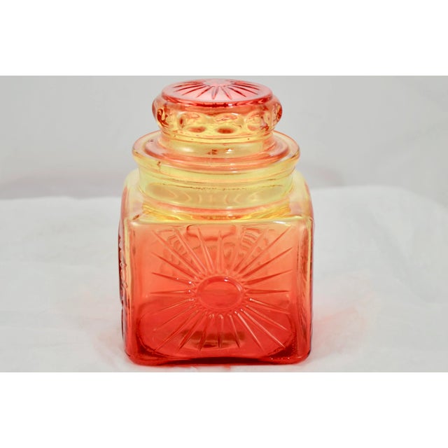 Mid 20th Century Amber to Red Ombré Glass Lidded Jar For Sale - Image 5 of 5