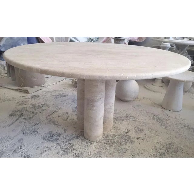 Cream Travertine Round Dining Table from My Habitat Design For Sale - Image 6 of 7