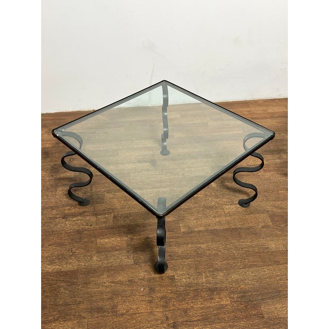 Metal C. 1950s Iron and Glass "Ondulation" Side Tables For Sale - Image 7 of 10