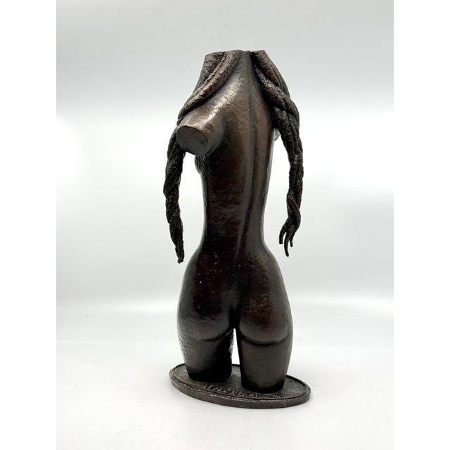 Bronze Sculpture Nude Woman with Cornrows Monogrammed Dated 93 For Sale - Image 13 of 17