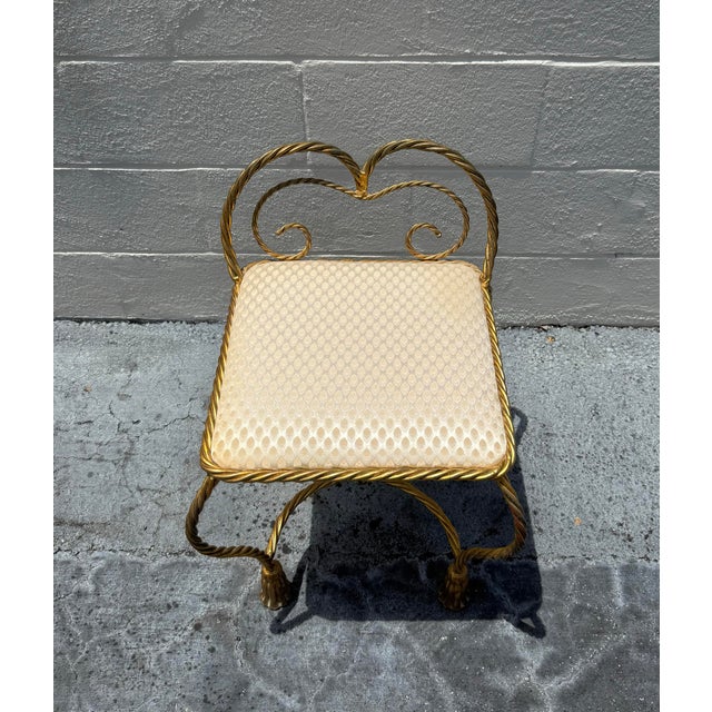 Traditional Vintage Regency Vanity Stool For Sale - Image 3 of 7