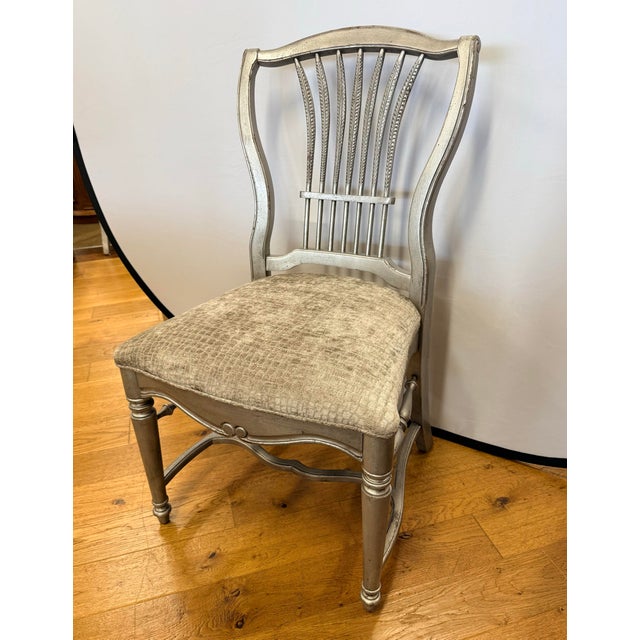 Set of 6 Habersham Silver Painted Wheat-Back Dining Chairs For Sale - Image 9 of 12