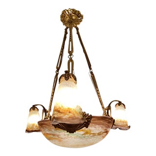 1920 Muller Freres French Art Deco Chandelier For Sale