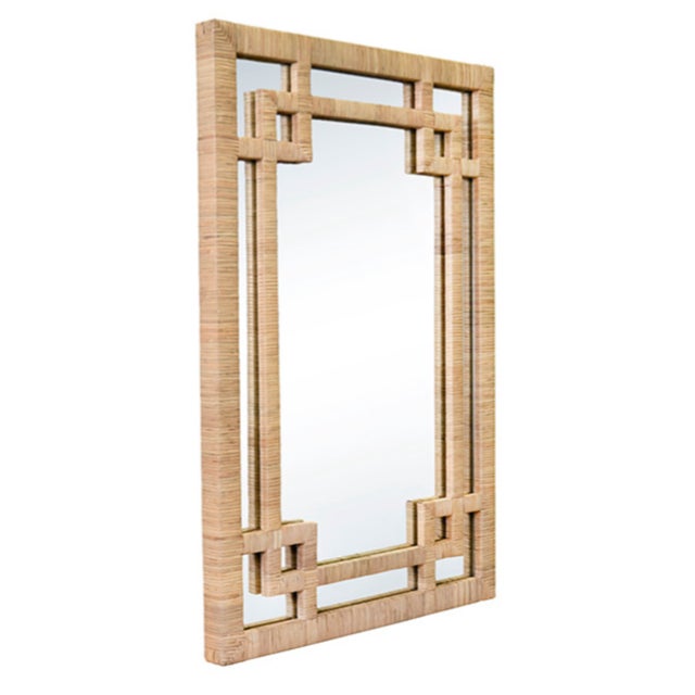 New special order item. Not vintage. Add a touch of whimsy to your decor with our Geneva Natural Rattan Framed Mirror. The...