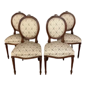 Set of Four 19th Century French Louis XVI Walnut Chairs