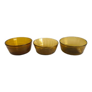 Mid-Century Mexican Artisan Handblown Glass Bowls - Set of 3 For Sale