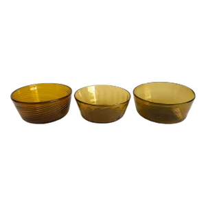 Mid-Century Mexican Artisan Handblown Glass Bowls - Set of 3