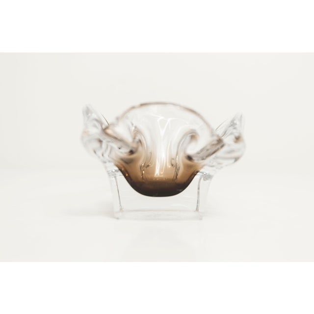 Brown Square Clear and Brown Murano Glass Ashtray, 1960s For Sale - Image 8 of 13