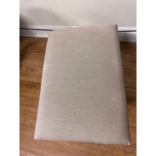 Restoration Hardware Linen, Nailhead and Wood Footstool Chairish