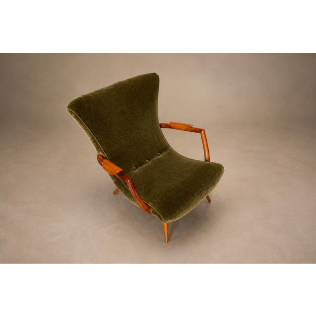 1960s Giuseppe Scapinelli Sculptural Caviúna & Olive Green Mohair Armchairs, Brazilian Modern, 1950s For Sale - Image 5 of 18
