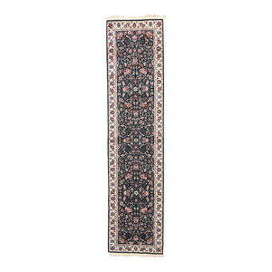 Persian Kashan Wool 3X11 Emerald Green, Ivory & Red Handmade Runner Rug #9900901