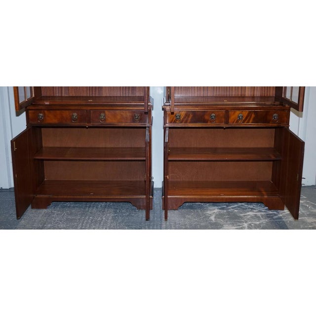 Georgian Display Cabinets with Brass Lion Handles, Set of 2 For Sale - Image 14 of 18