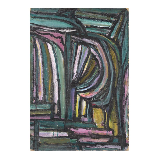 Bay Area Abstract Expressionist Composition in Oil on Cardboard by Honora Berg For Sale