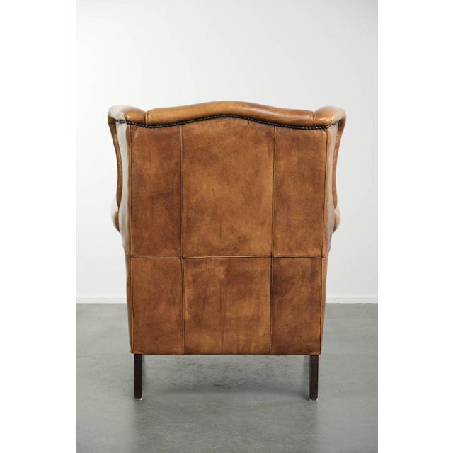 Wing Chair in Light Cowhide Leather For Sale - Image 4 of 14