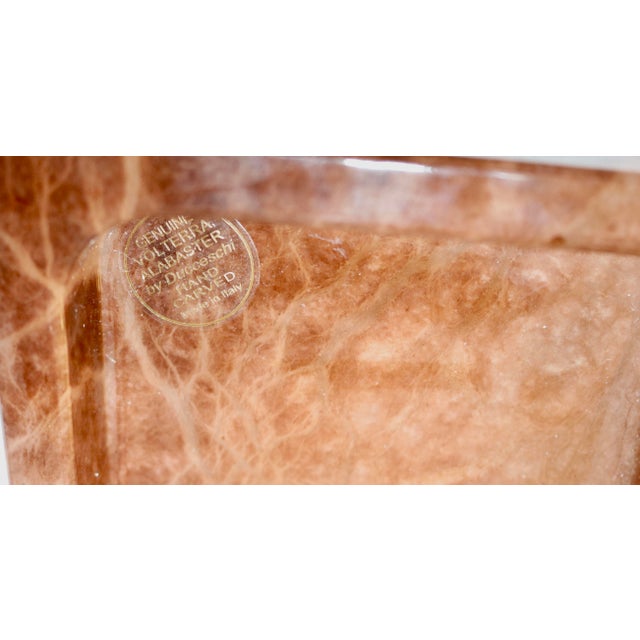 Marble Tray Brown Italian Crafted Volterrra Alabaster For Sale - Image 4 of 5