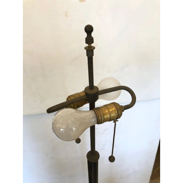 Contemporary Antique French Vintage Directoire Steel Floor Lamp With Feather Shade For Sale - Image 3 of 10