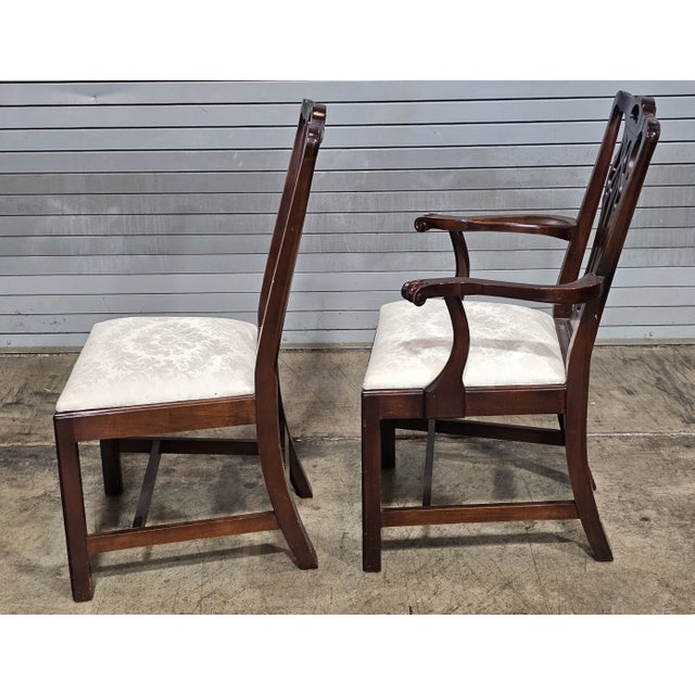 Set of 6 Late 20th Century Statton Chippendale Solid Cherry Dining Chairs Old Towne Maryland Made For Sale - Image 12 of 14