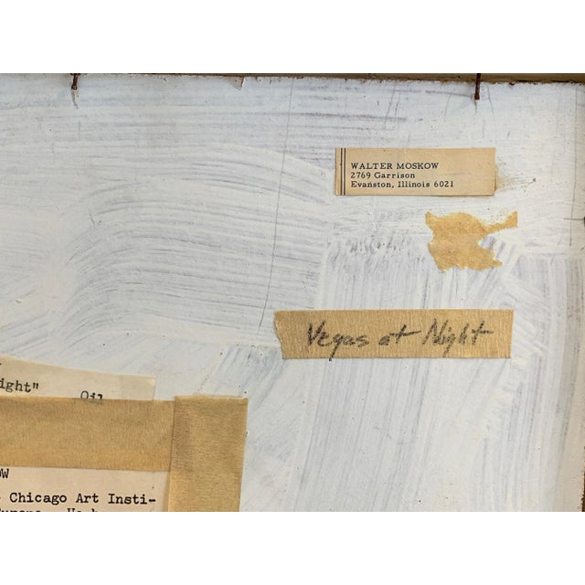 Illinois Artist Walter Moskow Nude "Vegas at Night" Oil on Board For Sale - Image 11 of 12