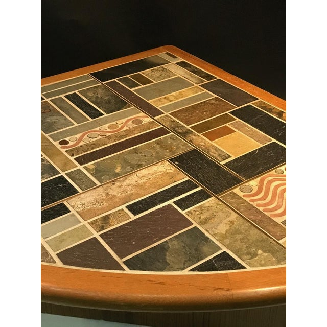 Brown Danish Modern Mosaic Tile Top Triangle Wedge Coffee Table For Sale - Image 8 of 9