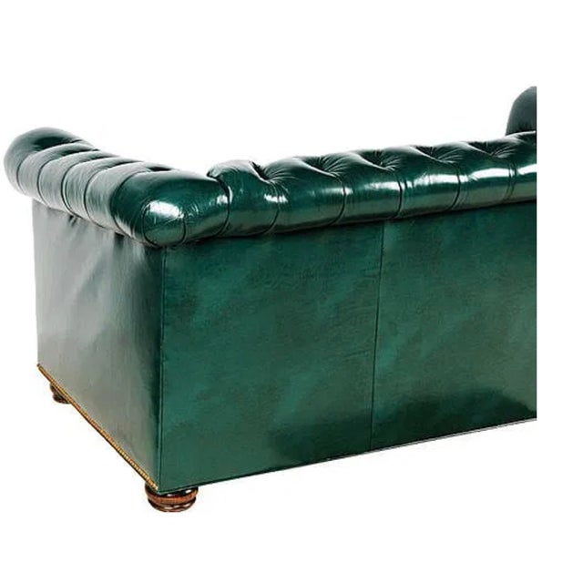 Late 20th Century Hancock & Moore Emerald Green Tufted Leather Chesterfield Sofa For Sale In Los Angeles - Image 6 of 9