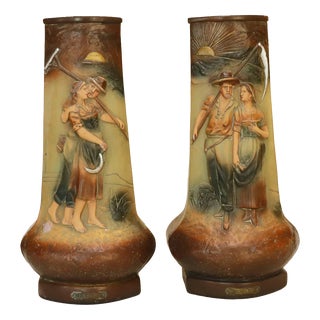 Large Art Nouveau Flower Vases, 1890s For Sale