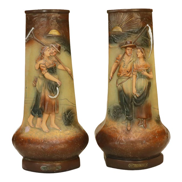 Large Art Nouveau Flower Vases, 1890s For Sale