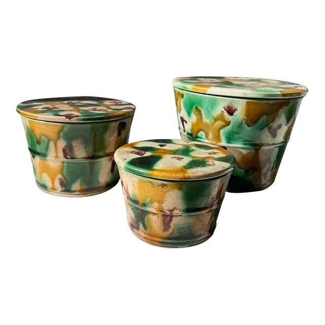 Mid 19th Century Antique Awaji Nesting Pots - Set of 3 For Sale