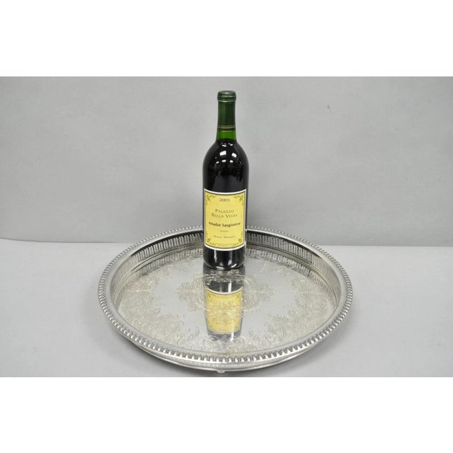 Vintage Webster Wilcox International Silver Co. "Brandon Hall" 7572G Silver Plated Reticulated 15" Round Bar Serving...