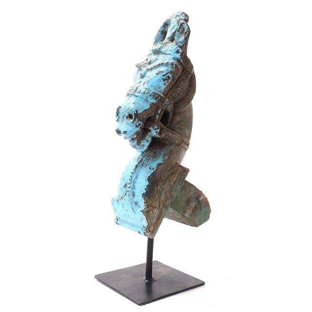 An exceptional, museum-caliber 18th-century architectural corbel fragment depicting a stylized, powerfully modeled horse...
