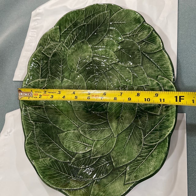 Mid 20th Century Italian Green Leaf Oval Platter For Sale - Image 4 of 9