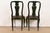 Kindel Furniture Chinoiserie Queen Anne Green Lacquered and Gold Gilt Side Chairs or Dining Chairs, Pair For Sale - Image 11 of 14