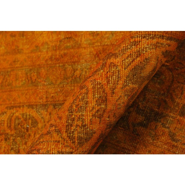 Orange Shabby Chic No Pile Orange/Brown Wool Rug - 7'8'' X 11'5'' For Sale - Image 8 of 10