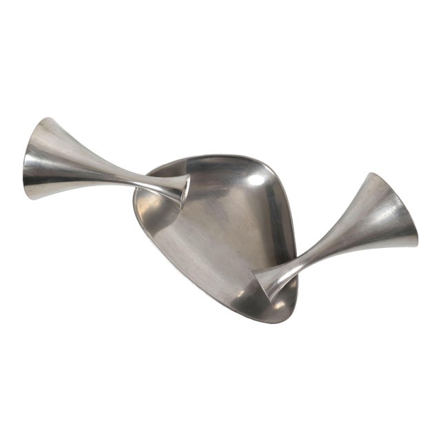 Danish Modern Pewter Candle Holders and Dish Set – Arne Erkers, for Just Andersen - Set of 3 For Sale