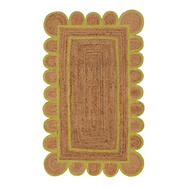 Margarita Scallop Jute Hand Made Bohemian Rug 9x12 Ft. For Sale