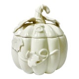 Vintage Americana Boho Chic Hollywood Regency Blanc De Chin Pumpkin Box, Halloween & Thanksgiving For Sale