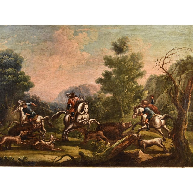 Christian Reder, Hunting Landscape, 1700, Oil on Canvas, Framed For Sale - Image 6 of 13