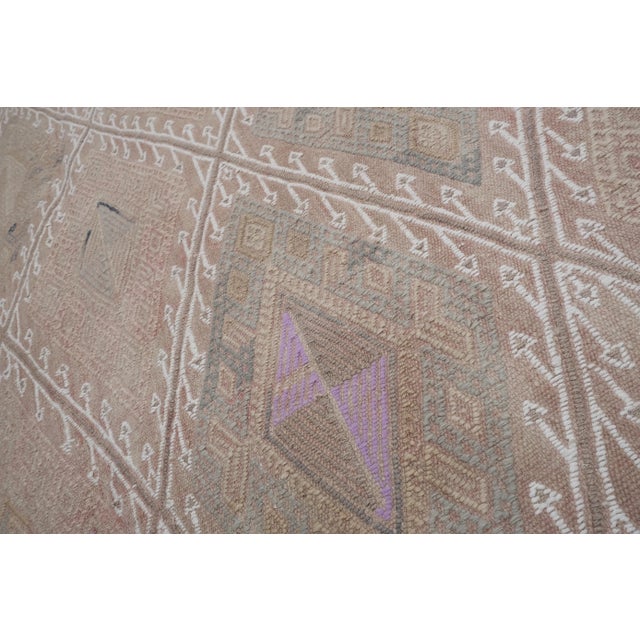 Camel Vintage Faded Turkish Jajim Kilim Rug 5'2'' X 7'3'' For Sale - Image 8 of 13