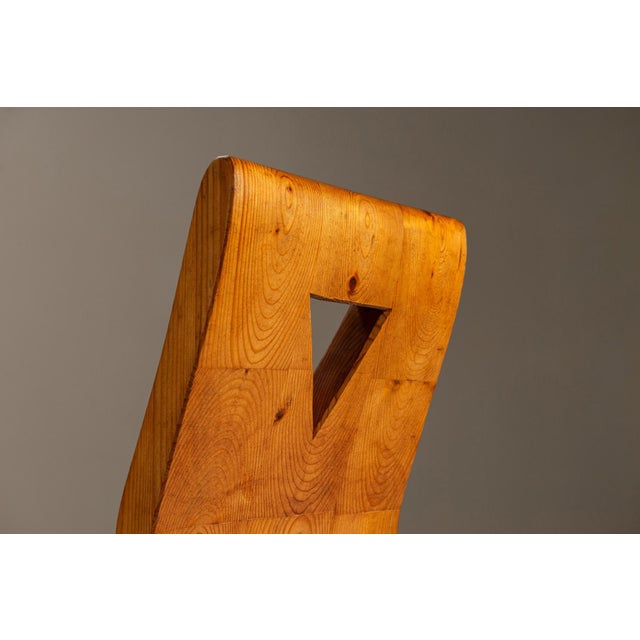Vintage Brutalist Pinewood Chairs, France, 1970s, Set of 2 For Sale - Image 10 of 11