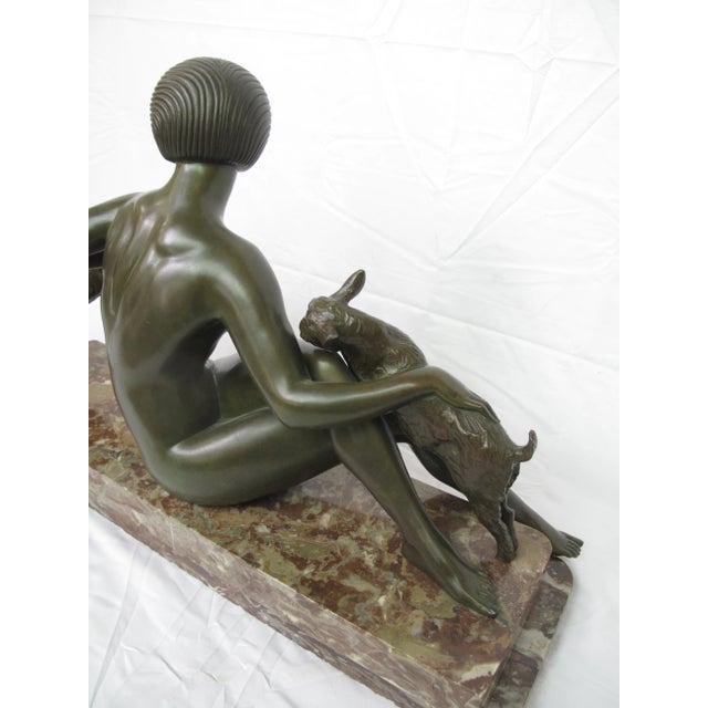 Late 19th Century Antique Maurice Guiraud Riviere Nymphe Et Chevreaux Nude Woman With Goats Bronze Sculpture For Sale - Image 9 of 13