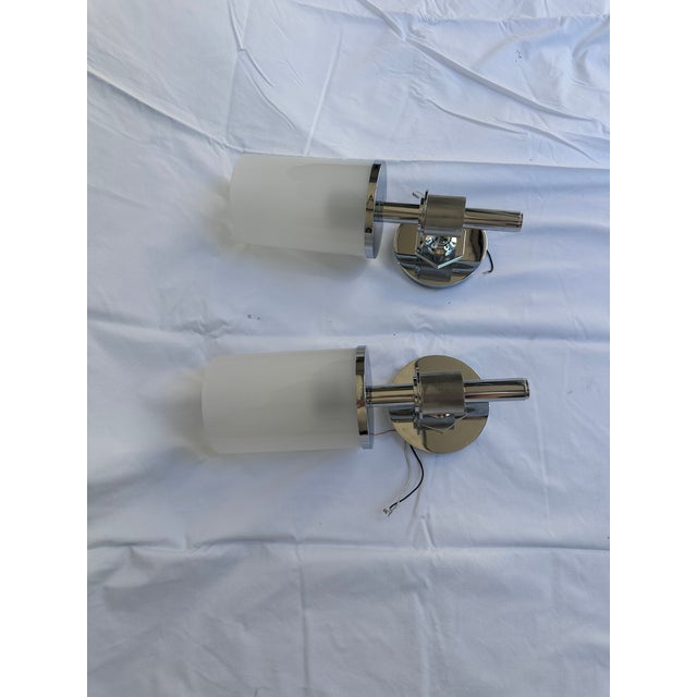 Waterworks Two Henry Wall Mounted Single Arm Sconces With Etched Glass Shade For Sale - Image 4 of 6