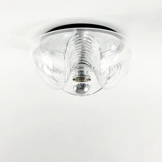 Peill & Putzler XL Space Age Mid-Century Glass Ceiling Light/Flush Mount Wave/Futura Model by Koch & Lowy for Peill & Putzler, Germany, 1970s For Sale - Image 4 of 12