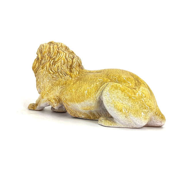 Italian Glazed Terracotta Lion Sculpture, 1960s, in Very Good conditions. Designed 1960 to 1969