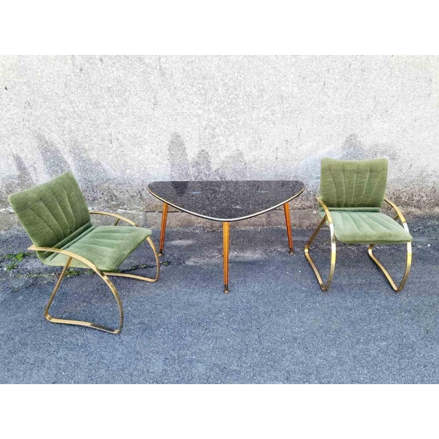 Italian Modern Brick Green Velvet and Gold Chromed Metal Chairs, 1970s, Set of 2 For Sale - Image 14 of 15