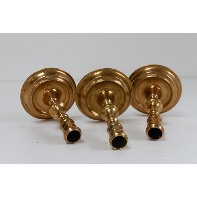 Gold Antique Danish Brass Candlesticks from Næstved, 1780s, Set of 3 For Sale - Image 8 of 14